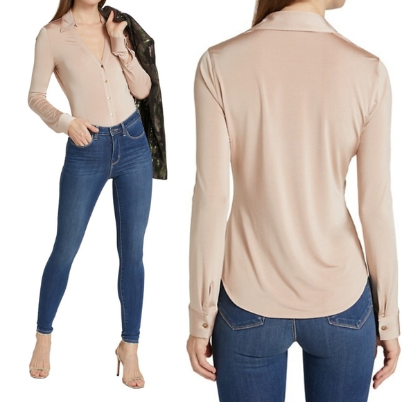 L'AGENCE Tops - L'AGENCE Dallas Blouse Light Mocha S.